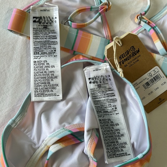 Billabong 7 Girls Bikini Sunset Surf Banded Triangle Two-Piece Swimsuit NWT - Picture 10 of 12